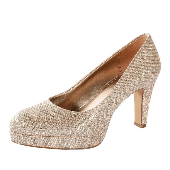 Aukis Women's Sparkly Gold High Heels - Size 9.5 - Picture 1 of 13